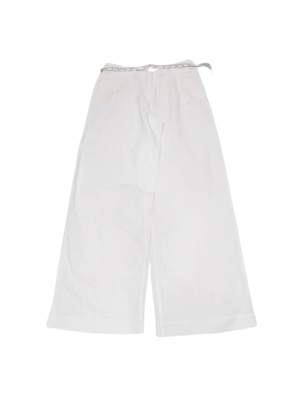 ZARA White Wide Leg Pants Women M Linen Look Resort Summer Trousers